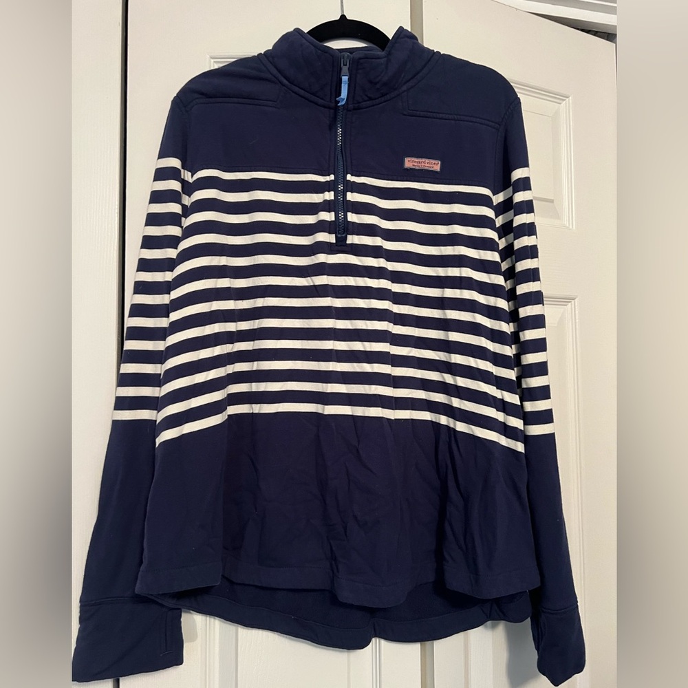 Vineyard Vines blue and white 1/4 zip pullover shep shirt